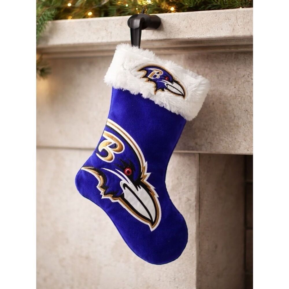 Purple and Black Baltimore Ravens Christmas Stocking